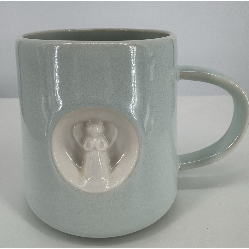 Hallmark 3D Angel Relief Light Blue Ceramic Coffee Mug Cup